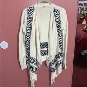 Hollister White fringe cardigan
